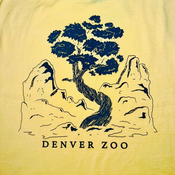 NWT Denver Zoo Summer Promo Tee Graphic Bonzai USA Grown Ring Spun Cotton Yellow - Picture 2 of 8